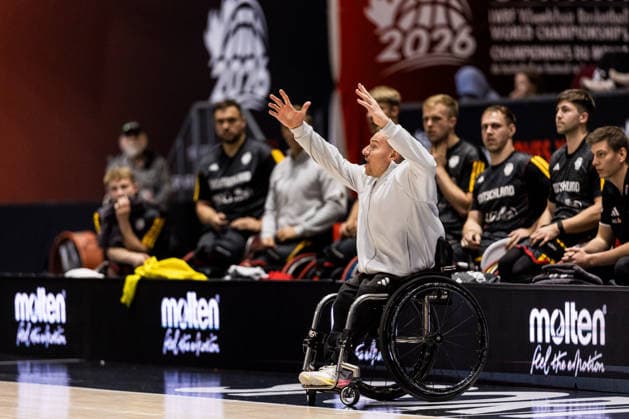 OTTAWA, CANADA - SEPTEMBER 17: Jan Haller (Head Coach Germany) yelling, gestures, during the Ottawa IWBF Wheelchair Basketball World Championships semi final match between Australia vs. Germany at Arena at TD Place on matchday 9 of the Ottawa IWBF Wheelchair Basketball World Championships on September 17, 2026 in Ottawa, Canada. Canada Copyright: xSteffiexWunderlx