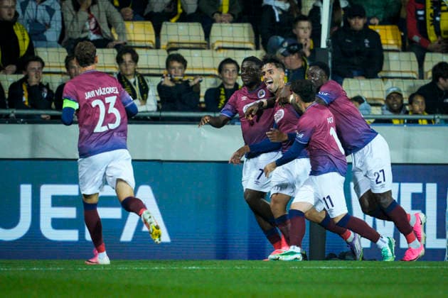 2026–2027 UEFA Europa League: Lillestrom vs. SCU Torreense, Lillestrom, September 17, 2026. SCU Torreense’s Alejandro Alfaro Cascales celebrates scoring the 0–1 goal during the UEFA Europa League soccer match between Lillestrom and SCU Torreense at Arasen Photo: Stian Lysberg Solum, NTB, Lillestrøm, Norway EDITORIAL USE ONLY RESTRICTED USE FOR BETTING COMPANIES  Copyright: xStianxLysbergxSolumx xNTBx