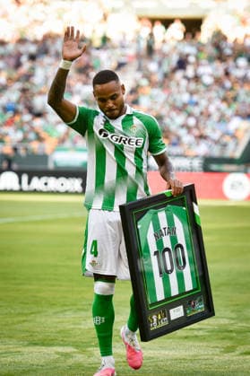 ESP LaLiga EA Sports Real Betis vs. Getafe CF: Natan Bernardo De Souza celebrates his 100th game with Real Betis during the LaLiga EA Sports match between Real Betis and Getafe CF, played at La Cartuja Stadium in Seville on September 17, 2026, in Spain. Spanish Soccer Copyright: xAgenciaxLOFx
