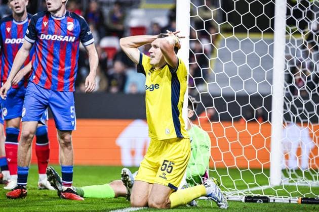 Union s Nikki Havenaar reacts during a soccer game between Czech FC Viktoria Plzen and Belgian Royale Union Saint-Gilloise, Thursday 17 September 2026 in Plzen, Czech Republic, on the first day (out of 8) in the league phase of the UEFA Europa League competition. TOM GOYVAERTS TomxGoyvaerts  x186779428x