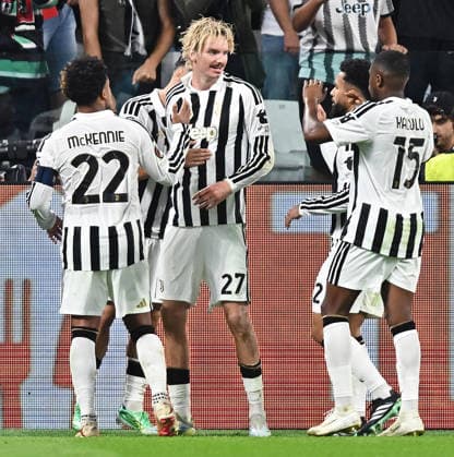 September 17, 2026, Turin, Italy: Juventus Nick Woltemade jubilates after scoring the gol (3-0) during the UEFA Europa League soccer match Juventus FC vs Nec s at the Allinaz Stadium in Turin, Italy, 17 September 2026 ANSA ALESSANDRO DI MARCO. UEFA Europa League; Juventus FC Vs N.E.C. Nijmegen  - ZUMAa110 20260917_zaf_a110_001 Copyright: xAlessandroxDixMarcox