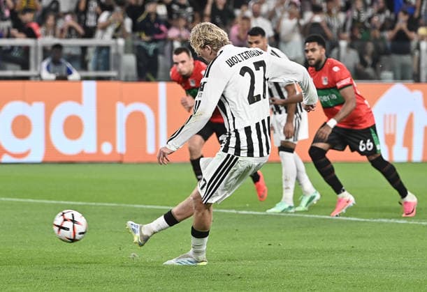Juventus v NEC Nijmegen - UEFA Europa League TURIN, ITALY - SEPTEMBER 17: Nick Woltemade (27) of Juventus scores a penalty during the UEFA Europa League football match between Juventus and NEC Nijmegen at Juventus Stadium in Turin, Italy, on September 17, 2026. Isabella Bonotto Anadolu Turin Italy. Editorial use only. Please get in touch for any other usage.  Copyright: x2026xAnadoluxIsabellaxBonottox