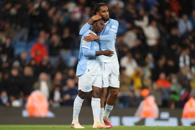 Manchester City v Norwich City, Carabao Cup Ryan McAidoo Of Manchester City scores a GOAL 5-0 and celebrates during the Manchester City v Norwich City Carabao Cup 3rd Round match at the Etihad Stadium, Manchester, England on 17 September 2026 Credit: Lee Keuneke Every Second Media Editorial use only. All images are copyright Every Second Media Limited. No images may be reproduced without prior permission. All rights reserved. Premier League and Football League images are subject to licensing agreements with Football DataCo Limited. see https: www.football-dataco.com Copyright: xIMAGO EveryxSecondxMediax ESM-2168-0056 LeexKeunekex xEveryxSecondxMediax