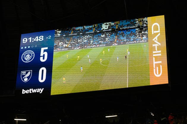 Manchester City v Norwich City Carabao Cup The scoreboard at the final whistle during the Carabao Cup Third Round match between Manchester City and Norwich City at the Etihad Stadium, Manchester. 17 09 2026 Commissioned for use in Newsquest Norfolk titles only. All other titles fees apply. UK Newspapers OUT Copyright: xMattxWilkinsonx FIL-23950-0126