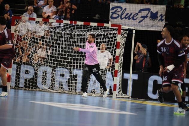 MONTPELLIER BARCELONE Benjamin ELKAIM MAXPPP - montpellier 17 09 2026 Remi Desbonnet, gardien du Montpellier Handball (no 92), dans son but lors du match de Ligue des champions face au FC Barcelone a la Sud de France Arena. Champions League montpellier FRANCE  Copyright: xMAXPPPxBenjaminxELKAIMx ELK202609174455 ELK202609174455