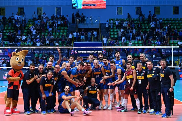 VOLLEYBALL - CEV Eurovolley Men - Italy vs. Slovenia Photo by IPA ABACAPRESS.COM88650620 - The Italian team that won the match. Modena Italy  Copyright: xIPAxSport ABACAx