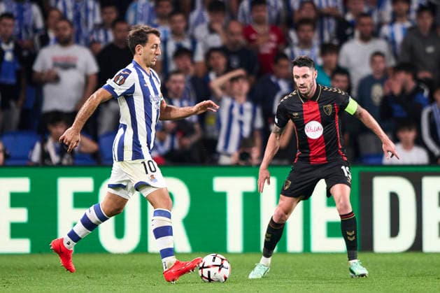 Real Sociedad de Futbol v AFC Bournemouth - UEFA Europa League 2026 27 League Phase MD1 Mikel Oyarzabal of Real Sociedad with the ball during the UEFA Europa League 2026 27 Phase MD1 match between Real Sociedad and AFC Bournemouth at Estadio Anoeta in San Sebastian, Spain, on September 17, 2026. San Sebastian Spain  Copyright: xCesarxOrtizxGonzalezx originalFilename:ortizgonzalez-realsoci260917_np4Vt.jpg