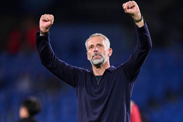 Real Sociedad de Futbol v AFC Bournemouth - UEFA Europa League 2026 27 League Phase MD1 AFC Bournemouth head coach Marco Rose celebrates the team s victory during the UEFA Europa League 2026 27 Phase MD1 match between Real Sociedad and AFC Bournemouth at Estadio Anoeta in San Sebastian, Spain, on September 17, 2026. San Sebastian Spain  Copyright: xCesarxOrtizxGonzalezx originalFilename:ortizgonzalez-realsoci260917_nphYe.jpg