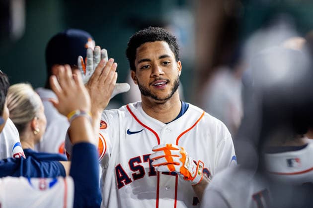 September 17, 2026, Houston, Texas, USA: Houston Astros shortstop JEREMY PENA (3) celebrates in the dugout with teammates after hitting a home run during the first inning against the Kansas City Royals at Daikin Park. MLB, Baseball Herren, USA 2026: Houston Astros Vs. Kansas City Royals  - ZUMAh306 20260917_zsp_h306_005 Copyright: xOscarxHerrerax