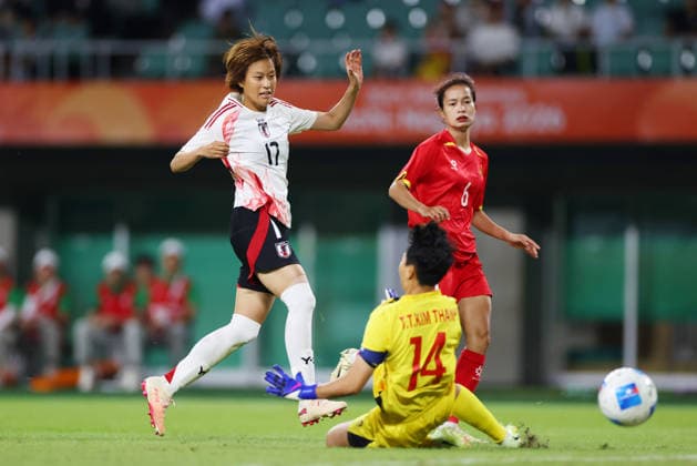 Saori Takarada (JPN), SEPTEMBER 17, 2026 - Football Soccer : Women s Group D match between Vietnam 0-8 Japan at Ecopa Stadium during the Asian Games Aichi-Nagoya 2026 in Shizuoka, Japan. Noxthirdxpartyxsales  aflo_348725966 NaokixMoritax