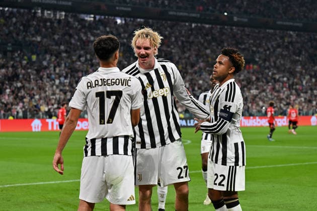 IPA88652221 - Kerim Alajbegovic of Juventus FC celebrates after scoring a goal during the 2026 27 UEFA Europa League match between Juventus FC and N.E.C. Nijmegen at Allianz Stadium on September 17, 2026, in Turin, Italy — Photo by Giuliano Marchisciano  Copyright: xGiulianoxMarchisciano IPAxSportx xx IPA88652221