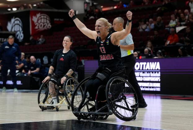 September 17, 2026, Ottawa, On, Canada: Canada s Kady Dandeneau (13) races on to the court after Canada defeated the Netherlands at the IWBF Wheelchair Basketball World Championships semifinal action in Ottawa, Thursday, Sept. 17, 2026. Canada News - September 17, 2026  - ZUMAc35_ 20260917_zaf_c35_148 Copyright: xAdrianxWyldx