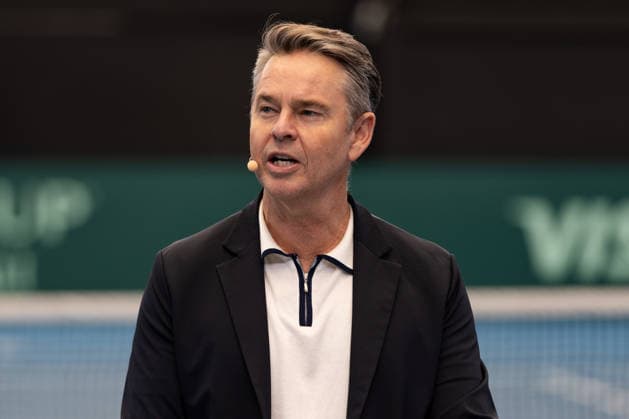 TENNIS DAVIS CUP DRAW, Todd Woodbridge addresses the media during a Davis Cup draw event at Pat Rafter Arena, Brisbane, Friday, September 18, 2026. ( NO ARCHIVING  Copyright: xRUSSELLxFREEMANx 20260918162868359909