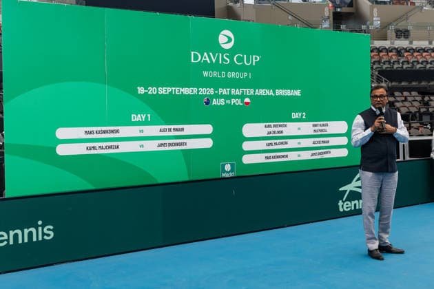 TENNIS DAVIS CUP DRAW, Davis Cup official Nitin Kannamwar is seen during a Davis Cup draw event at Pat Rafter Arena, Brisbane, Friday, September 18, 2026. ( NO ARCHIVING  Copyright: xRUSSELLxFREEMANx 20260918148647649812