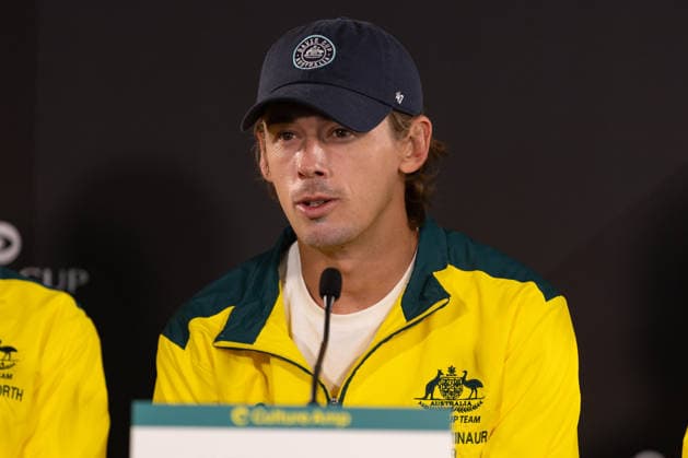 TENNIS DAVIS CUP DRAW, Alex de Minaur addresses media during a press conference, PK, Pressekonferenz following a Davis Cup draw event at Pat Rafter Arena, Brisbane, Friday, September 18, 2026. ( NO ARCHIVING  Copyright: xRUSSELLxFREEMANx 20260918128630080020