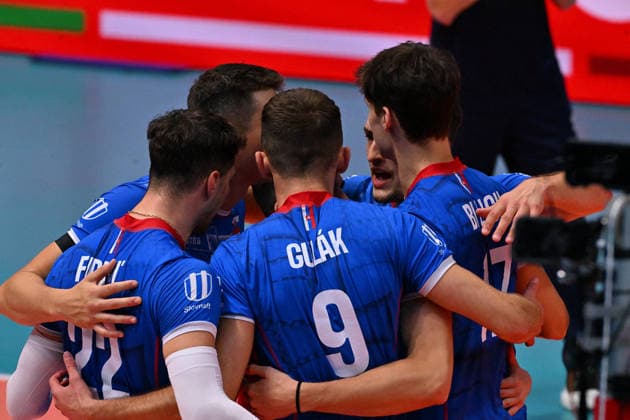 VOLLEYBALL - CEV Eurovolley Men - Slovakia vs. Greece Photo by IPA ABACAPRESS.COM88642364 - Slovakian players Modena Italy  Copyright: xIPAxSport ABACAx