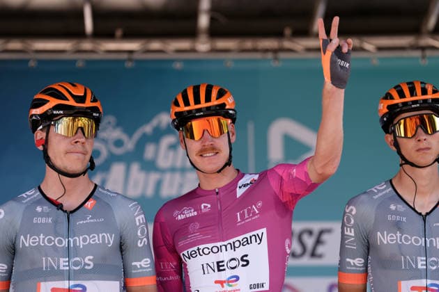 France s Dorian Godon of Netcompany Ineos cyclamen jersey during the Giro d™Abruzzo, stage 4 from Silvi to Controguerra (182 km) - Abruzzo, Italy - Friday, September 18, 2026. - cycling.  Copyright: xMassimoxPaolone LaPressex