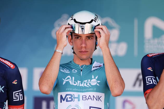 Italy s Alessandro Fancellu of MBH Bank CSB Telecom Fort biancoverdeblu jersey during the Giro d™Abruzzo, stage 4 from Silvi to Controguerra (182 km) - Abruzzo, Italy - Friday, September 18, 2026. - cycling.  Copyright: xMassimoxPaolone LaPressex