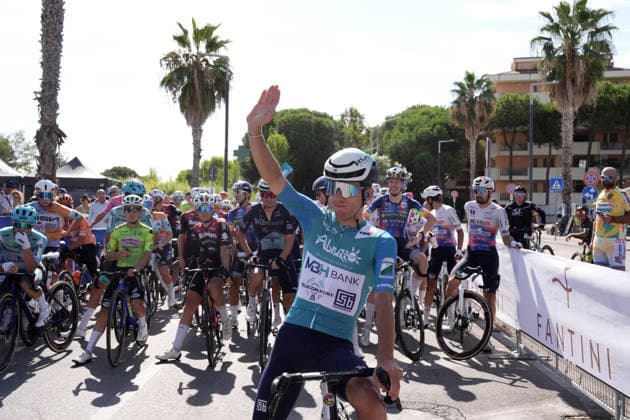Italy s Alessandro Fancellu of MBH Bank CSB Telecom Fort biancoverdeblu jersey during the Giro d™Abruzzo, stage 4 from Silvi to Controguerra (182 km) - Abruzzo, Italy - Friday, September 18, 2026. - cycling.  Copyright: xMassimoxPaolone LaPressex