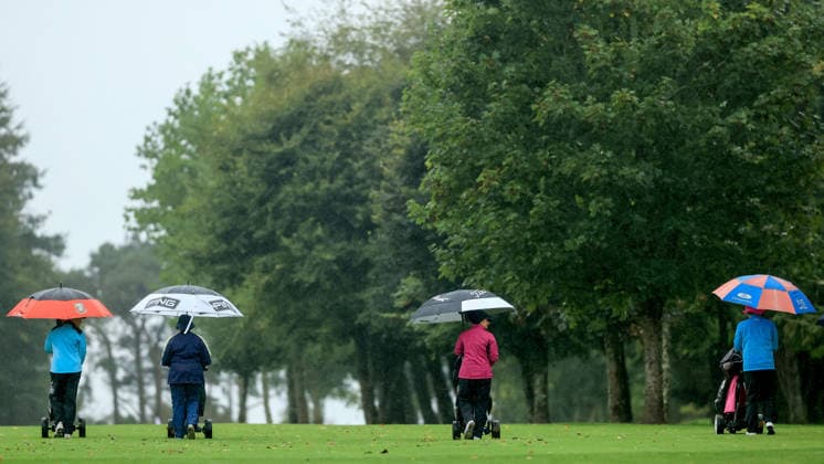 REPRO FREE *PRESS RELEASE NO REPRODUCTION FEE* EDITORIAL USE ONLY 2026 AIG All-Ireland Semi Finals, Ennis Golf Club, Clare 18 9 2026 Women s Intermediate Foursomes A view of Portadown and Naas™ group one walking up the first fairway A view of Portadown and Naas™ group one walking up the first fairway 18 9 2026  Copyright: xBryanxKeanex BK1_5709