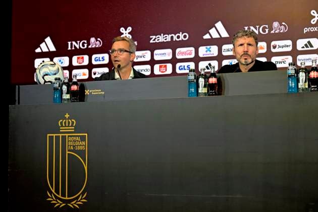 Belgian National Football team squad, Mannschaftsbild, Totale Announcement 18 09 2026 TUBEKE, BELGIUM - SEPTEMBER 18 : Mark Van Bommel federal head coach of the Belgian National football team speaking to the press during a press conference, PK, Pressekonferenz to announce his player selection to compete in the UEFA Nation League on September 18, 2026 in Tubeke, Belgium, 18 09 2026 Tubeke Belgium  Copyright: xSesx