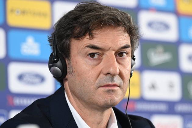 The press conference, PK, Pressekonferenz of the Czech national soccer team and the Under-21 team regarding the roster for the September and October matches, was held in Prague, Czech Republic, on September 18, 2026. On the photo speaks head coach of the national team, Nationalteam Santi Denia. (CTKxPhoto KaterinaxSulova) CTKPhotoP2026091803567  CTKPhotoP2026091803567