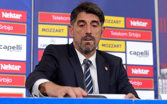 Veljko Paunovic, UEFA Nations League press conference, PK, Pressekonferenz Stara Pazova, Serbia. Sept. 18th 2026. Serbia s football national team, Nationalteam head coach Veljko Paunovic during the press conference ahead of the Serbia v Greece UEFA Nations League match on September 18. 2026. in Stara Pazova, Serbia. Stara Pazova Serbia Copyright: xPedjaxMilosavljevic STARSPORTx x2026x