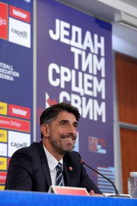 Veljko Paunovic, UEFA Nations League press conference, PK, Pressekonferenz Stara Pazova, Serbia. Sept. 18th 2026. Serbia s football national team, Nationalteam head coach Veljko Paunovic during the press conference ahead of the Serbia v Greece UEFA Nations League match on September 18. 2026. in Stara Pazova, Serbia. Stara Pazova Serbia Copyright: xPedjaxMilosavljevic STARSPORTx x2026x