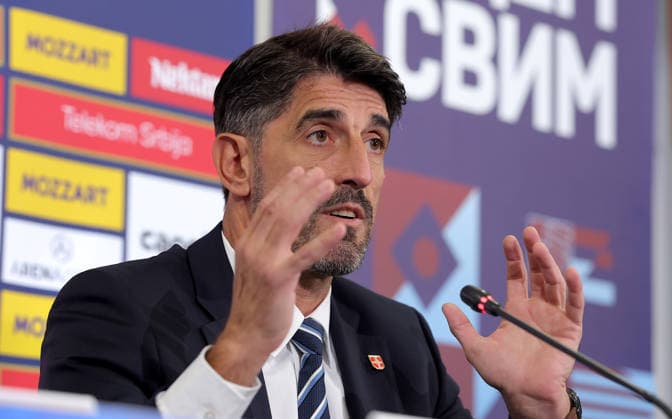 Veljko Paunovic, UEFA Nations League press conference, PK, Pressekonferenz Stara Pazova, Serbia. Sept. 18th 2026. Serbia s football national team, Nationalteam head coach Veljko Paunovic during the press conference ahead of the Serbia v Greece UEFA Nations League match on September 18. 2026. in Stara Pazova, Serbia. Stara Pazova Serbia Copyright: xPedjaxMilosavljevic STARSPORTx x2026x