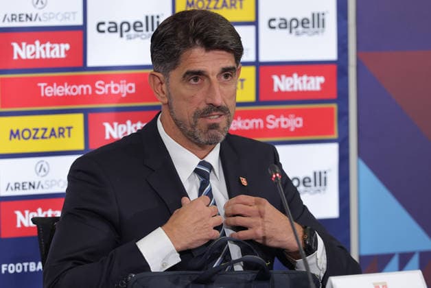 Veljko Paunovic, UEFA Nations League press conference, PK, Pressekonferenz Stara Pazova, Serbia. Sept. 18th 2026. Serbia s football national team, Nationalteam head coach Veljko Paunovic during the press conference ahead of the Serbia v Greece UEFA Nations League match on September 18. 2026. in Stara Pazova, Serbia. Stara Pazova Serbia Copyright: xPedjaxMilosavljevic STARSPORTx x2026x