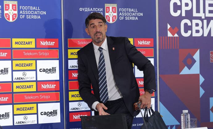 Veljko Paunovic, UEFA Nations League press conference, PK, Pressekonferenz Stara Pazova, Serbia. Sept. 18th 2026. Serbia s football national team, Nationalteam head coach Veljko Paunovic during the press conference ahead of the Serbia v Greece UEFA Nations League match on September 18. 2026. in Stara Pazova, Serbia. Stara Pazova Serbia Copyright: xPedjaxMilosavljevic STARSPORTx x2026x