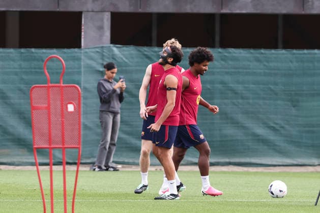 September 18, 2026, Sant Joan Despi, Barcelona, Spain: Eric Garcia and Karim Adeyemi during the training day of FC Barcelona, Barca ahead the Spanish League, Laliga EA Sports, football match against Sevilla FC at Ciudad Esportiva Joan Gamper on September 18, 2026 in Sant Joan Despi, Barcelona, Spain. Sant Joan Despi Spain - ZUMAa181 20260918_zaa_a181_001 Copyright: xJavierxBorregox