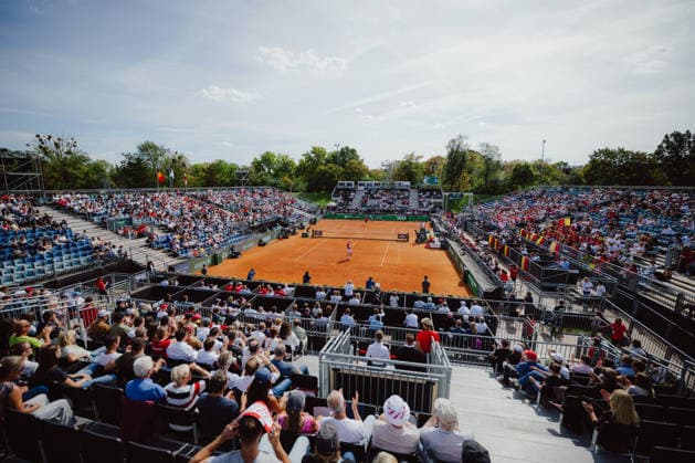 TENNIS - Davis Cup, AUT vs BEL VIENNA,AUSTRIA,18.SEP.26 - TENNIS - ITF Davis Cup, qualification round 2, Austria vs Belgium. Image shows an overview of the center court.  GEPAxpictures xAlexanderxSolc