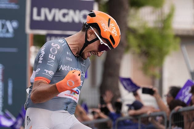 France s Kevin Vauquelin of Netcompany Ineos winner of the stage during the Giro d™Abruzzo, stage 4 from Silvi to Controguerra (182 km) - Abruzzo, Italy - Friday, September 18, 2026. - cycling.  Copyright: xMassimoxPaolone LaPressex