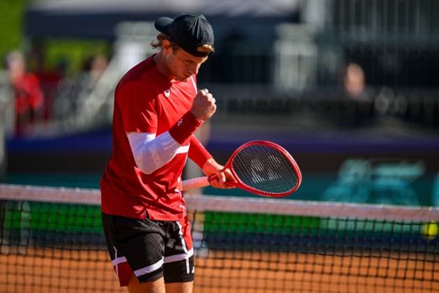 Belgian Zizou Bergs pictured during a tennis match between Austrian Neumayer and Belgian Bergs, the second rubber in the tie between Austria and Belgium, qualifiers for the Davis Cup tournament, on Friday 18 September 2026 in Vienna, Austria. DAVIDxPINTENS  x186852871x