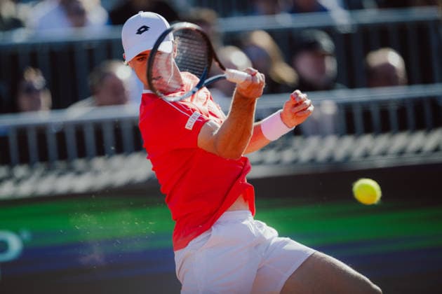 TENNIS - Davis Cup, AUT vs BEL VIENNA,AUSTRIA,18.SEP.26 - TENNIS - ITF Davis Cup, qualification round 2, Austria vs Belgium. Image shows Lukas Neumayer (AUT).  GEPAxpictures xAlexanderxSolc