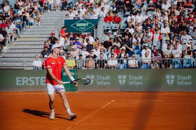 TENNIS - Davis Cup, AUT vs BEL VIENNA,AUSTRIA,18.SEP.26 - TENNIS - ITF Davis Cup, qualification round 2, Austria vs Belgium. Image shows Lukas Neumayer (AUT).  GEPAxpictures xAlexanderxSolc