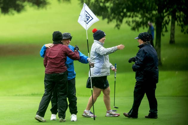 REPRO FREE *PRESS RELEASE NO REPRODUCTION FEE* EDITORIAL USE ONLY 2026 AIG All-Ireland Semi Finals, Ennis Golf Club, Clare 18 9 2026 Women s Intermediate Foursomes Portadown™s Suzanne Harrison embraces Naas™ Yvonne Frayne after the match Suzanne Harrison embraces Yvonne Frayne after the match 18 9 2026  Copyright: xBryanxKeanex BK1_9742