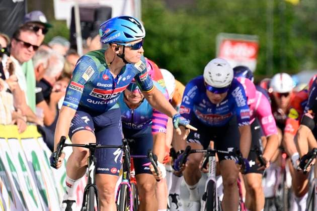 Kampioenschap van Vlaanderen 2026 Cycling Race KOOLSKAMP, BELGIUM - SEPTEMBER 18 : Merlier Tim (BEL) of Soudal Quick-Step wins the sprint, second place for Groenewegen Dylan (NED) of Unibet Rose Rockets, third place for Waerenskjold Soren (NOR) of Uno-X Mobility during the 110th edition of Kampioenschap van Vlaanderen an UCI Class 1.1 one day cycling road race for Men Elite of km with start in Koolskamp and finish in Koolskamp on September 18, 2026 in Koolskamp, Belgium, 18 09 2026 Koolskamp Belgium  Copyright: xJanxDexMeuleneirx