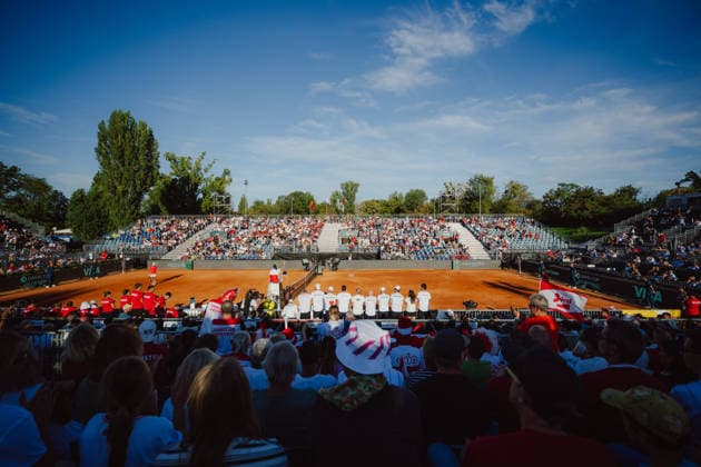 TENNIS - Davis Cup, AUT vs BEL VIENNA,AUSTRIA,18.SEP.26 - TENNIS - ITF Davis Cup, qualification round 2, Austria vs Belgium. Image shows an overview of the center court.  GEPAxpictures xAlexanderxSolc