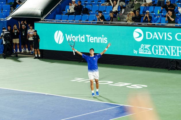 September 18, 2026, Seoul, Seoul, South Korea: South KoreaÃ¢â‚¬â ¢s Hyeon Chung celebrates after defeating IndiaÃ¢â‚¬â ¢s Sumit Nagal to secure the win in the second singles match during the 2026 Davis Cup Qualifier second round between the Republic of Korea and India at the Olympic Tennis Court 2026 Davis Cup Qualifier: Republic Of Korea Vs India  - ZUMAm346 0867215655st Copyright: xSuhxJeenxMoonx