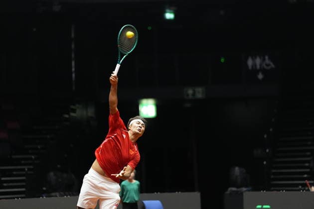 Davis Cup, Norway vs. China, Trondheim, September 18, 2026. China s Te Rigele during the Davis Cup match between Norway and China at Spektrum in Trondheim on Friday evening. Photo: Ole Martin Wold, NTB, Trondheim, Norway. EDITORIAL USE ONLY. RESTRICTED USE FOR BETTING COMPANIES.  Copyright: xOlexMartinxWoldx xNTBx