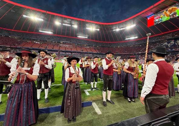 September 18, 2026, 2026–2027 Bundesliga Season, Matchday 4, FC Bayern Munich vs. 1. FC Union Berlin, at the Allianz Arena in Munich, brass band music at the Allianz Arena