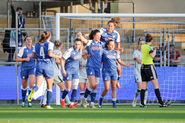 September 18, 2026, xgrfx, Soccer Google Pixel Women s Bundesliga, TSG Hoffenheim Women vs. VfL Wolfsburg, goal, Chiara Hahn, TSG Hoffenheim, Hoffenheim