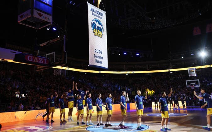 Alba Presents the Championship Banner: Sport Basketball BBL Bundesliga Men s Division 1, Matchday, 2026–2027 Season, September 18, 2026: ALBA Berlin vs. Niners Chemnitz 99ers