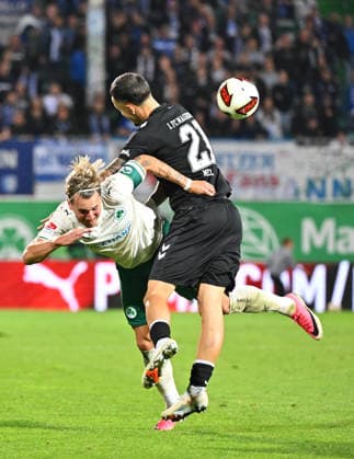 September 18, 2026 Soccer Season 2026–2027, Matchday 2, Bundesliga, SpVgg Greuther Fürth vs. Kleeblatt FC Magdeburg, FCM Sports Photo by Zink MeZi xmexzix. DFL regulations prohibit any use of photographs as image sequences and or quasi-video; for editorial use only ^Felix Klaus 30, SpVgg Greuther Fürth; Falko Michel 21, FC Magdeburg, right