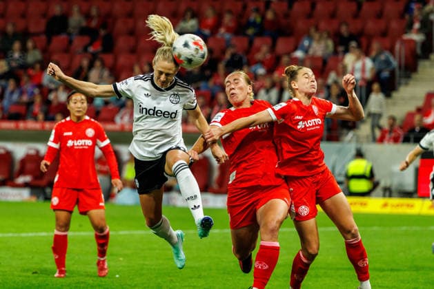 GPFBL, 1 FSV Mainz 05 vs. Eintracht Frankfurt, September 18, 2026, Mainz’s Rebecka Blomqvist scored the 2–3 lead with a header for Eintracht Frankfurt in the Google Pixel Women’s Bundesliga match on Matchday 5 of the 2026–27 season between 1 FSV Mainz 05 and Eintracht Frankfurt at the MEWA Arena, Mainz, September 18, 2026 Copyright: xBEAUTIFULxSPORTS Hahnex