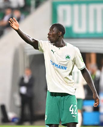 September 18, 2026 Soccer Season 2026–2027, Matchday 2, 2. Bundesliga: SpVgg Greuther Fürth vs. Kleeblatt FC Magdeburg, FCM Sports Photo by Zink MeZi xmexzix. DFL regulations prohibit any use of photographs as image sequences and or quasi-video; for editorial use only. Omar Sillah 42, SpVgg Greuther Fürth