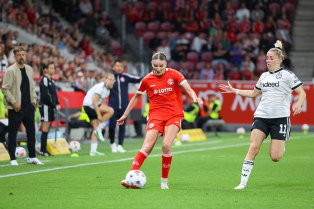 September 18, 2026, xusrbx, Soccer Google Pixel Women s Bundesliga, FSV Mainz 05 vs. Eintracht Frankfurt, Gentiana Fetaj (FSV Mainz 05), 7, Nina Luehrssen (Eintracht Frankfurt), 11, Mainz