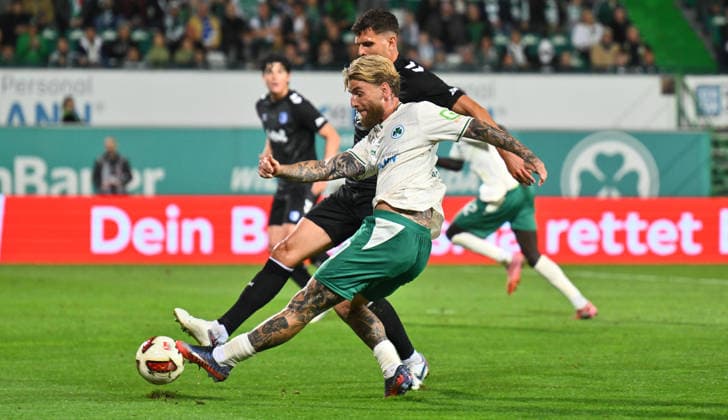 September 18, 2026 Soccer Season 2026–2027, Bundesliga 2, Matchday 6: SpVgg Greuther Fürth vs. Kleeblatt FC Magdeburg, FCM Sports Photo by Zink xwoxzix. DFL regulations prohibit any use of photographs as image sequences and or quasi-video For editorial use only. Ole Pohlmann 10, SpVgg Greuther Fürth; Tobias Müller 5, FC Magdeburg
